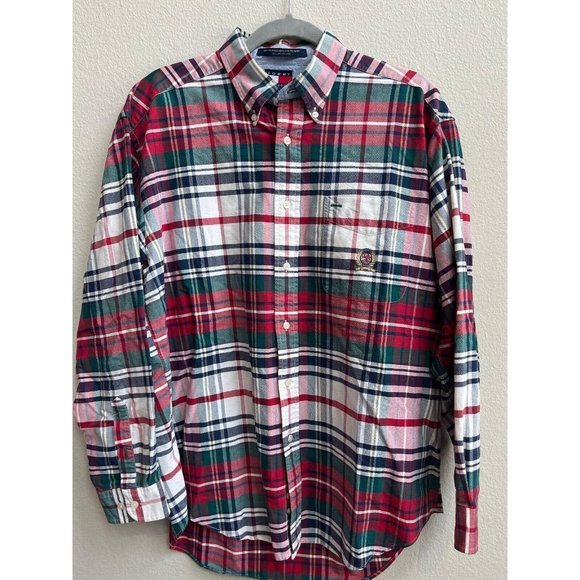 Tommy Hilfiger M plaid button down long sleeve Red Green Blue white pocket SUPER - Picture 3 of 6
